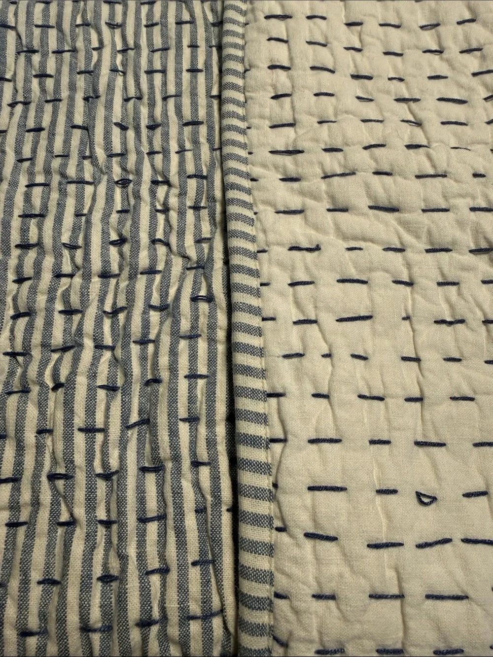 Pottery Barn Wheaton Pickstitch King Sham Reversible Chambray Cotton Linen